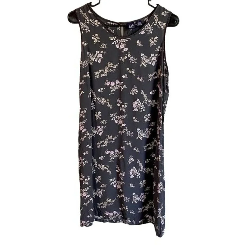 GAP Sleeveless Dress Grey with Flowers Girl's Size Large